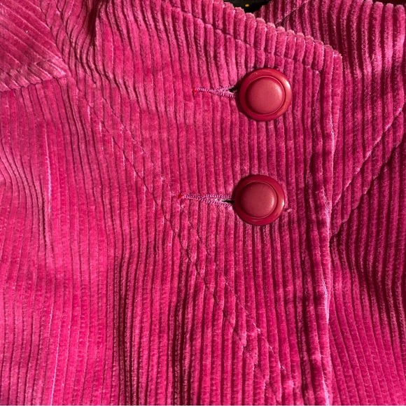 Vintage Electre Paris Corduroy trench coat pink belted coat fushia pink - Picture 12 of 12